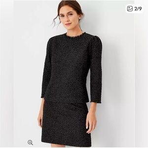 Ann Taylor Shimmer Tweed Puff Sleeve Top, size XL